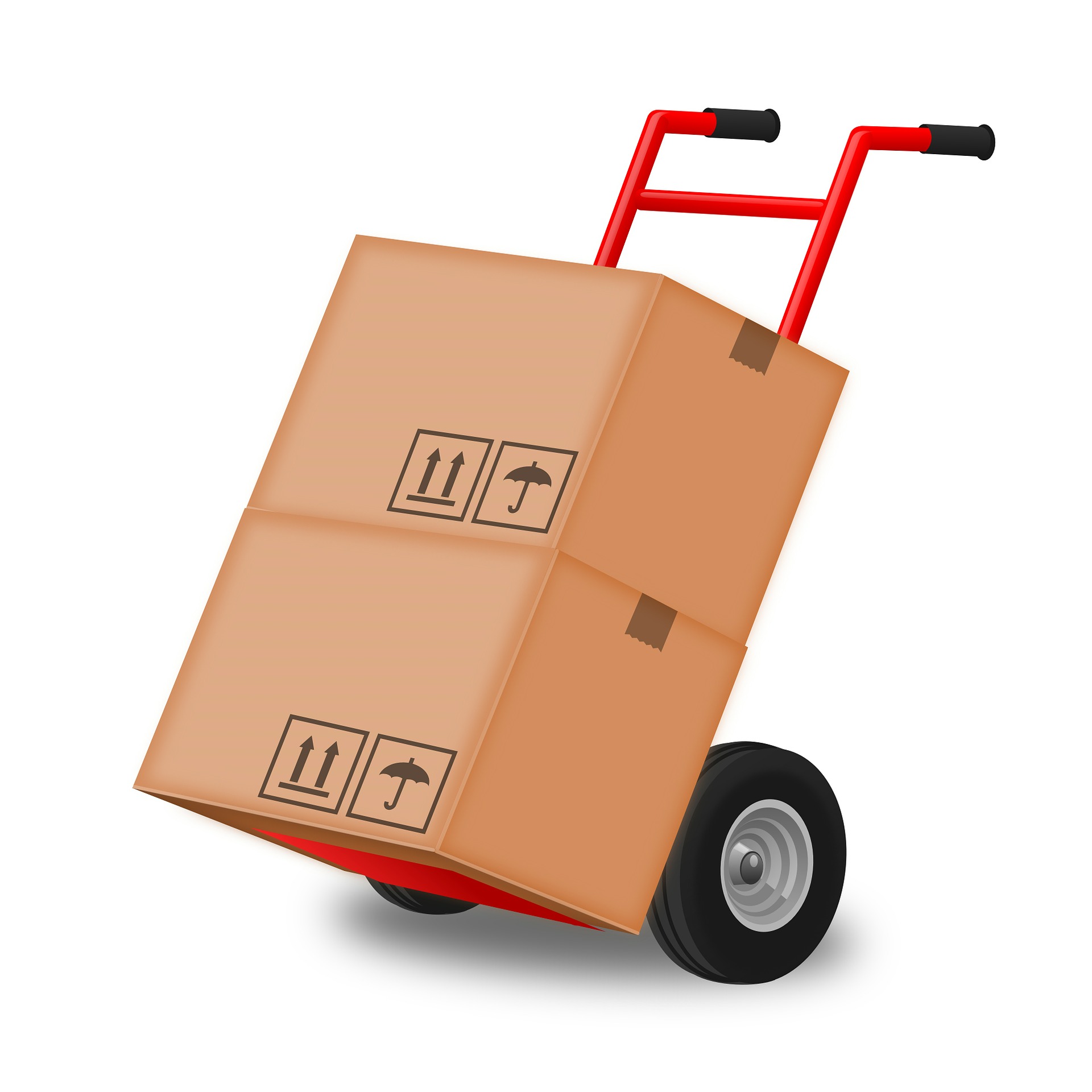 Moving Boxes on a hand cart